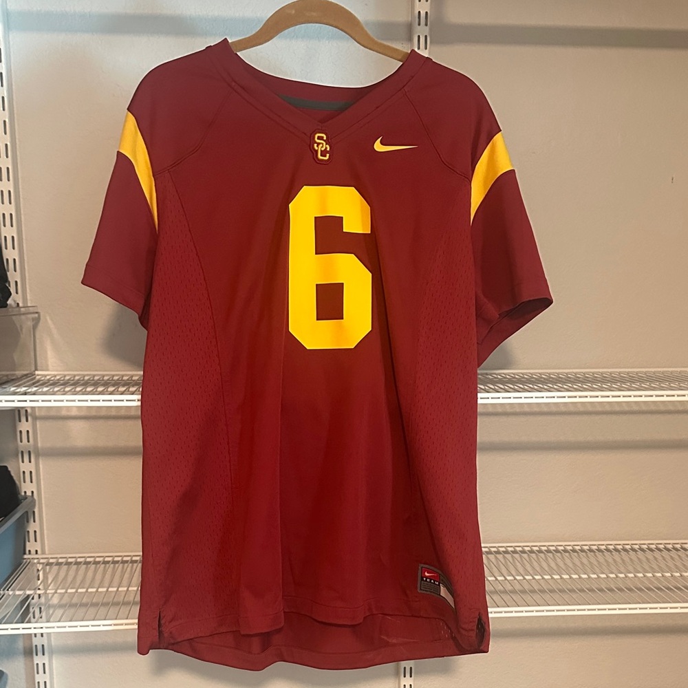 Nike Women's Red and Yellow Sports Jersey